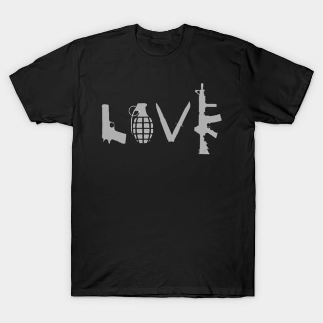 Love - Guns T-Shirt by  The best hard hat stickers 